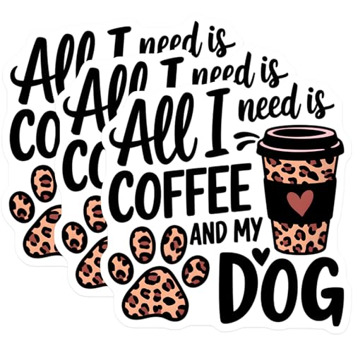 (3 Pack) Coffee Dog Decals - Leopard Paw Prints - Laptop Decals- 3 Inches On Longest Side - Easy Peel & Apply - Made in USA - 3MCS5855