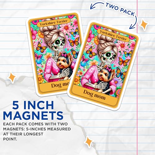 (2 Pack) Sugar Skull Decor Magnet - 5" On Longest Side - Sticks to Smooth Flat Surfaces - Made in USA - MAG10297