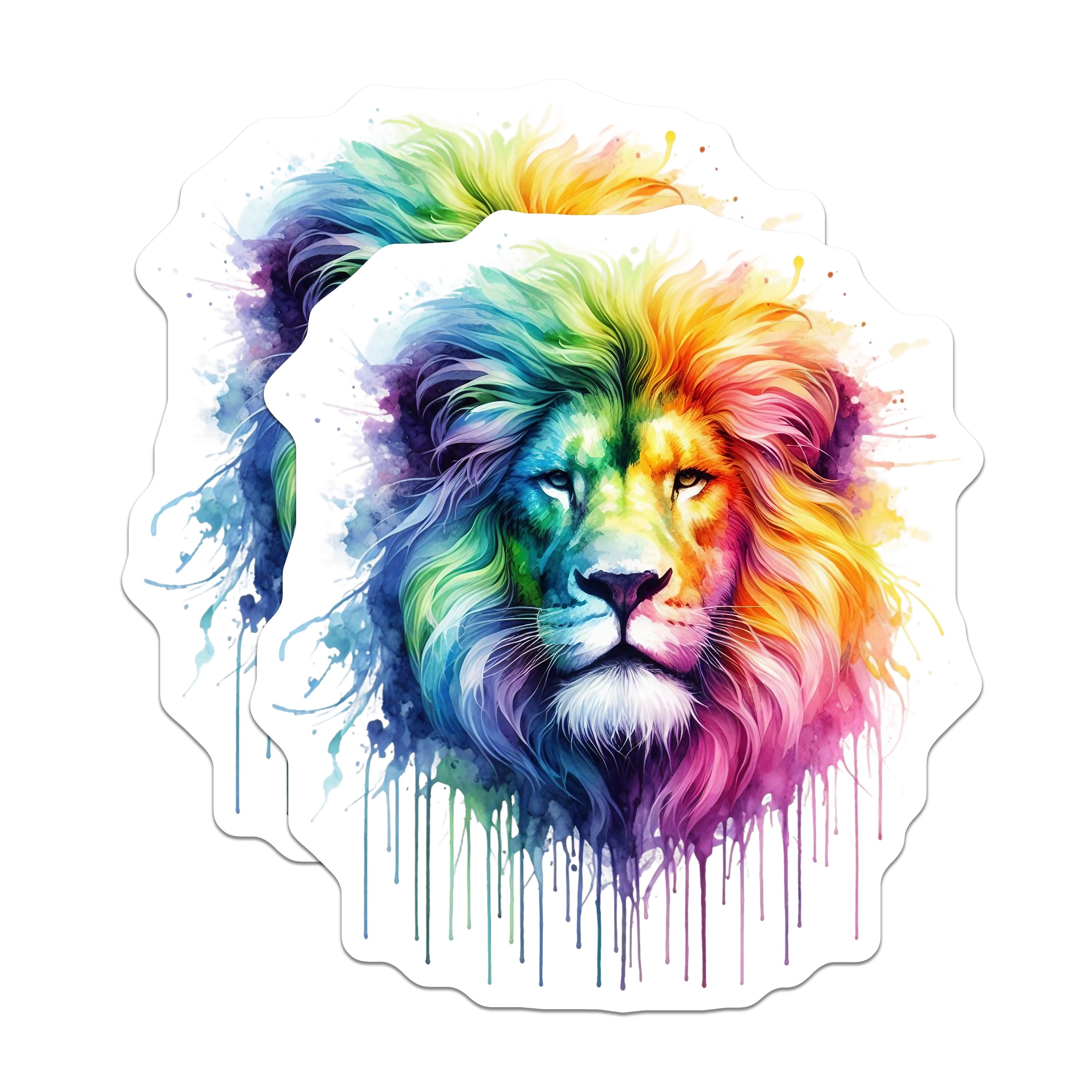 (2 Pack) Rainbow Lion Magnets - Watercolor Animal Decor - Majestic Beast Symbolism - Spiritual Courage Display - Inspirational Home Accent - 5" - Durable Magnet - Made in USA - MAG38916