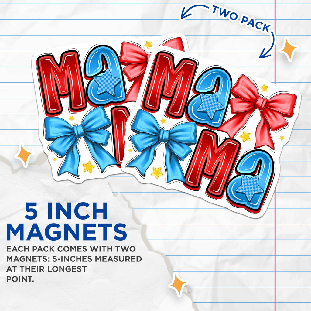 (2 Pack) Mama Magnets - Mother's Day Decor - Vibrant Mama Statement - Motherhood Display - 5 Inches On Longest Side - Thick Durable Magnet - Made in USA - MAG27495