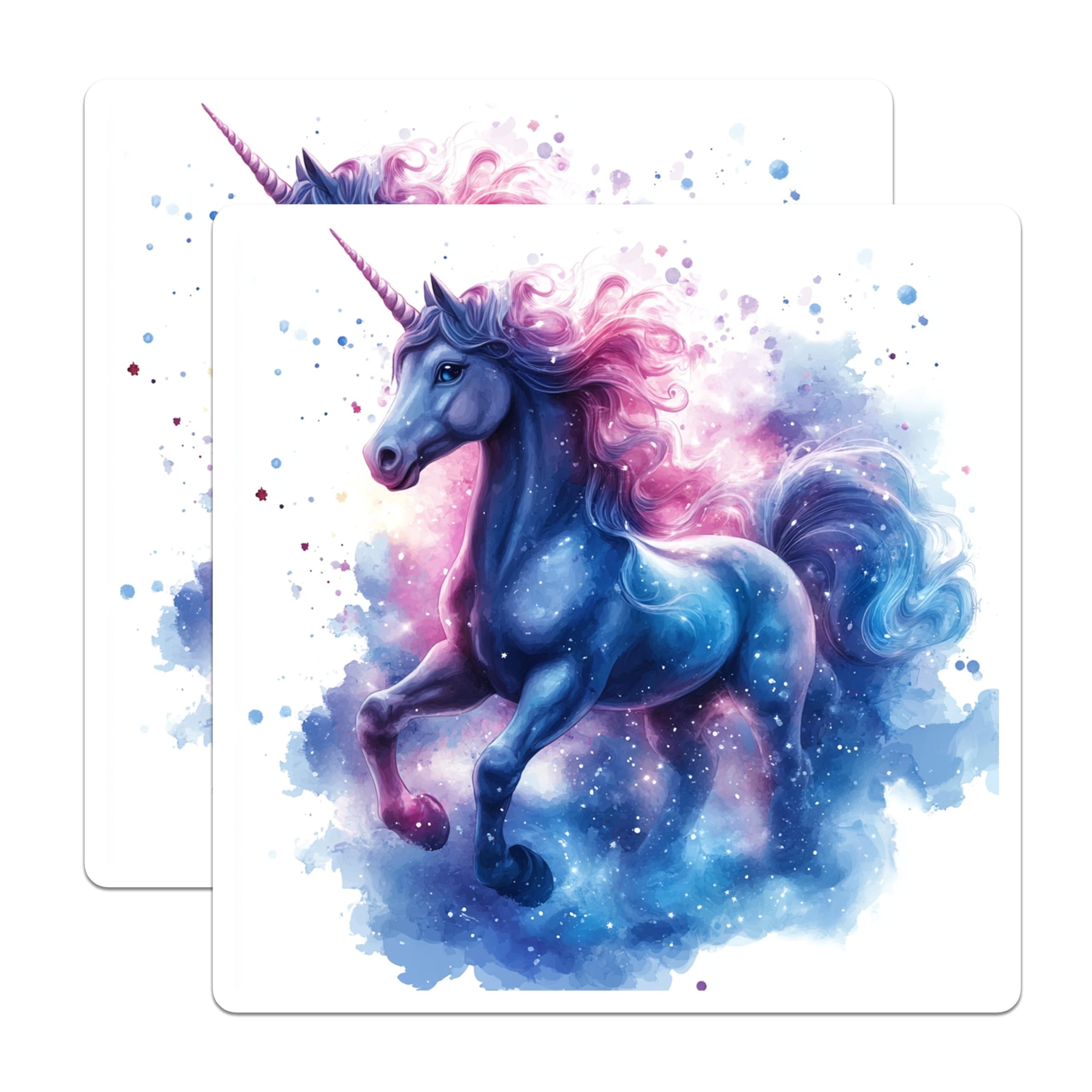 (2 Pack) Galaxy Unicorn Magnets - Magical Creature Art - Kids Room Decor - Refrigerator Locker Decor - 5 Inches On Longest Side - Thick Durable Magnet - Made in USA - MAG29680
