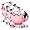 (3 Pack) Cat Laptop Decals - Cute Paw Fee Break Decal - Kitten in Cup Decals - 3 Inches On Longest Side - Easy Peel & Apply - Made in USA - 3MCS2078
