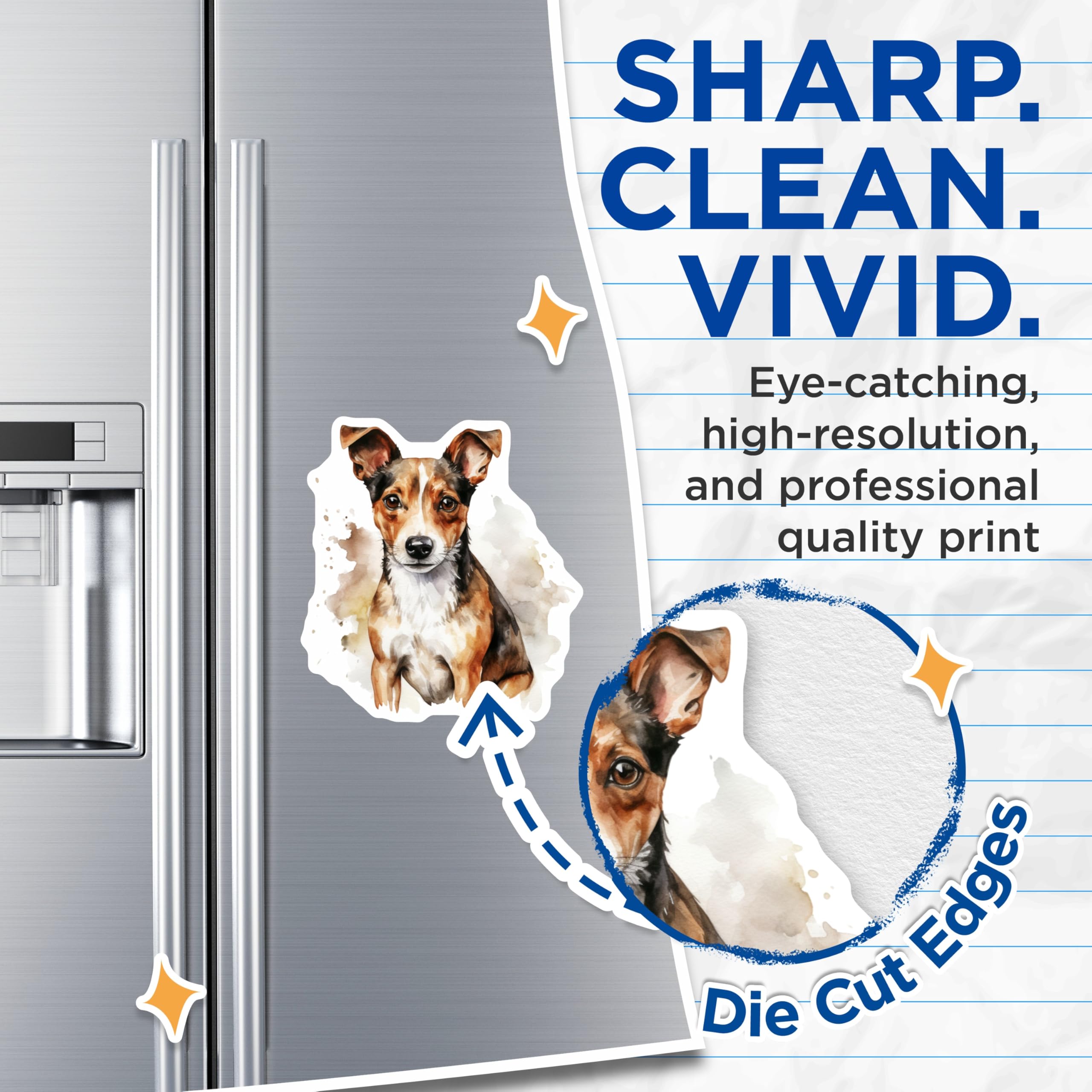 (2 Pack) Watercolor Dog Magnets - Cute Pet Lover Decor - Puppy Animal Fridge Magnets - 5 Inches On Longest Side - Thick Durable Magnet - Made in USA - MAG25034