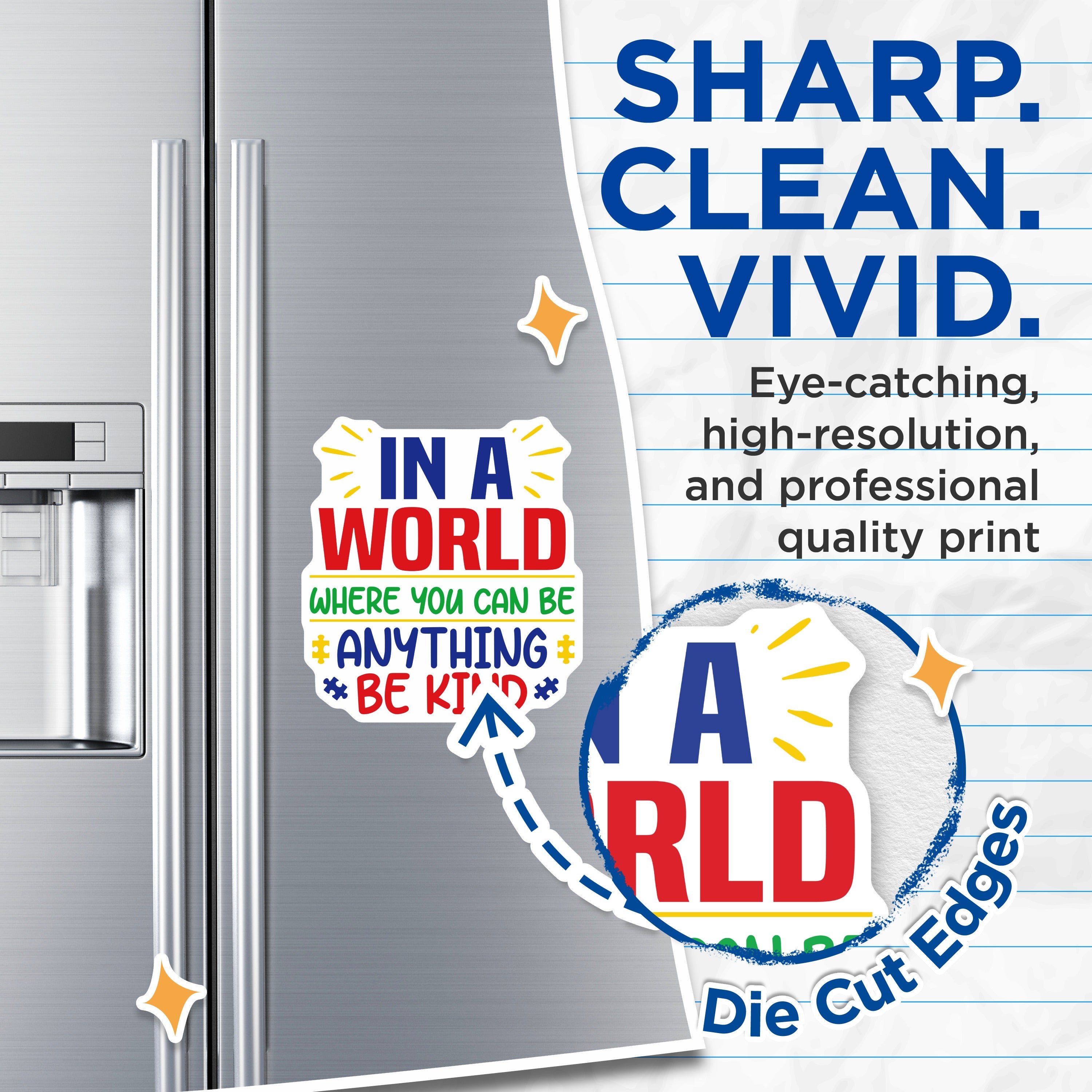 (2 Pack) Autism Awareness Magnets - Be Kind Quote - Neurodiversity Support Decor - Positive Message Magnets - 5 Inches On Longest Side - Thick Durable Magnet - Made in USA - MAG37146