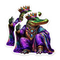 (2 Pack) Alligator King Stickers - Mardi Gras Decor - Louisiana Mascot - 5" On Longest Side - Sticks to Smooth Flat Surfaces - Made in USA - BMCS14296