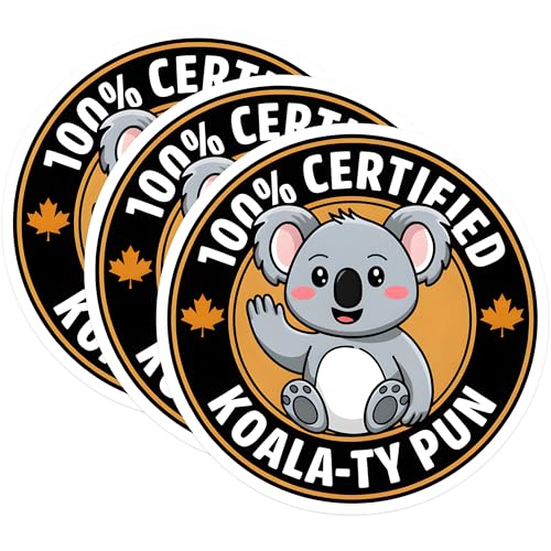(3 Pack) Koala-ty Pun Decals - Funny Koala - Certified Decals - 3 Inches On Longest Side - Easy Peel & Apply - Made in USA - 3MCS2538
