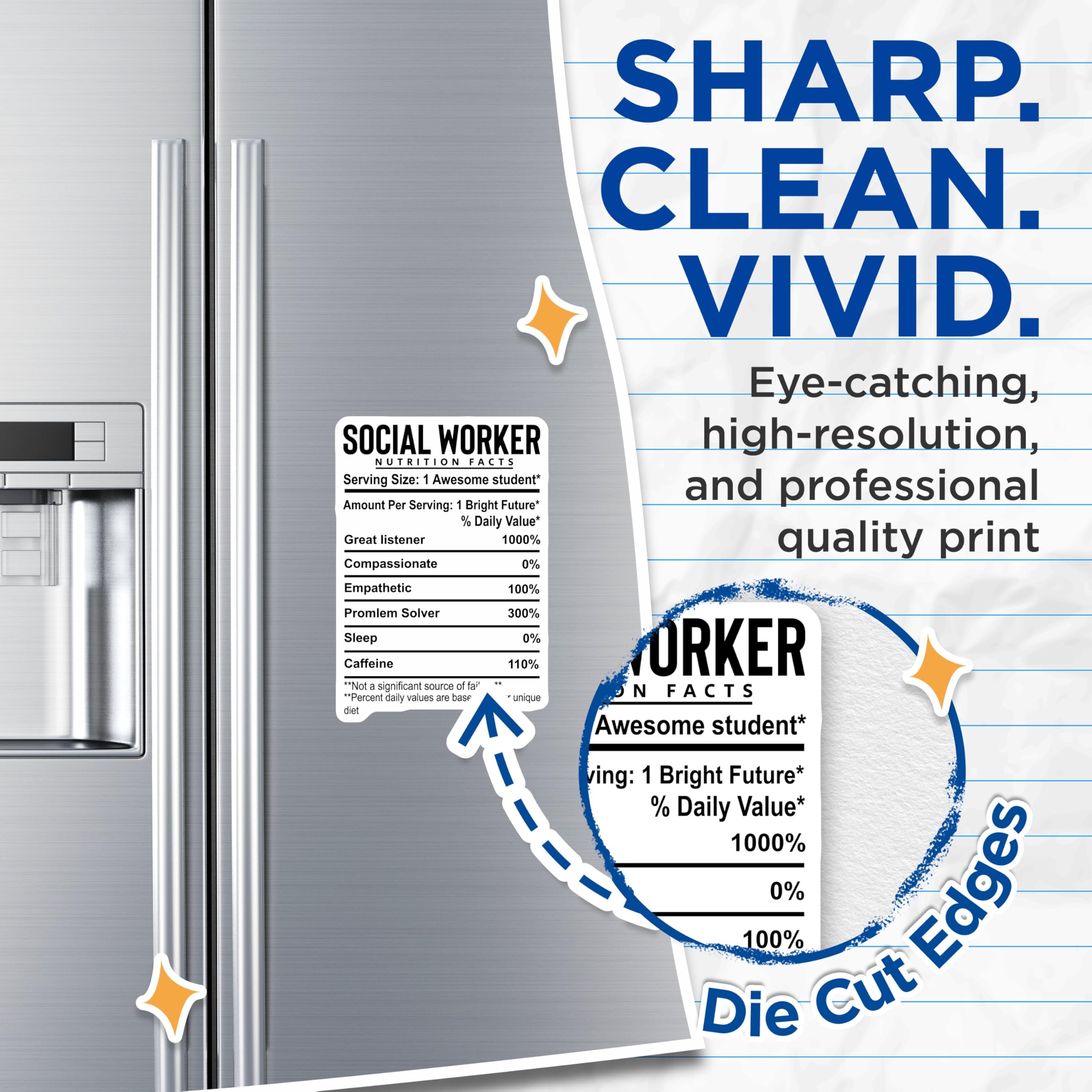(2 Pack) Social Worker Magnets - Nutrition Facts - Social Worker Student Appreciation - 5" On Longest Side - Premium Magnet - for Cars, Refrigerators, Toolboxes, Lockers - Made in USA - MAG15112