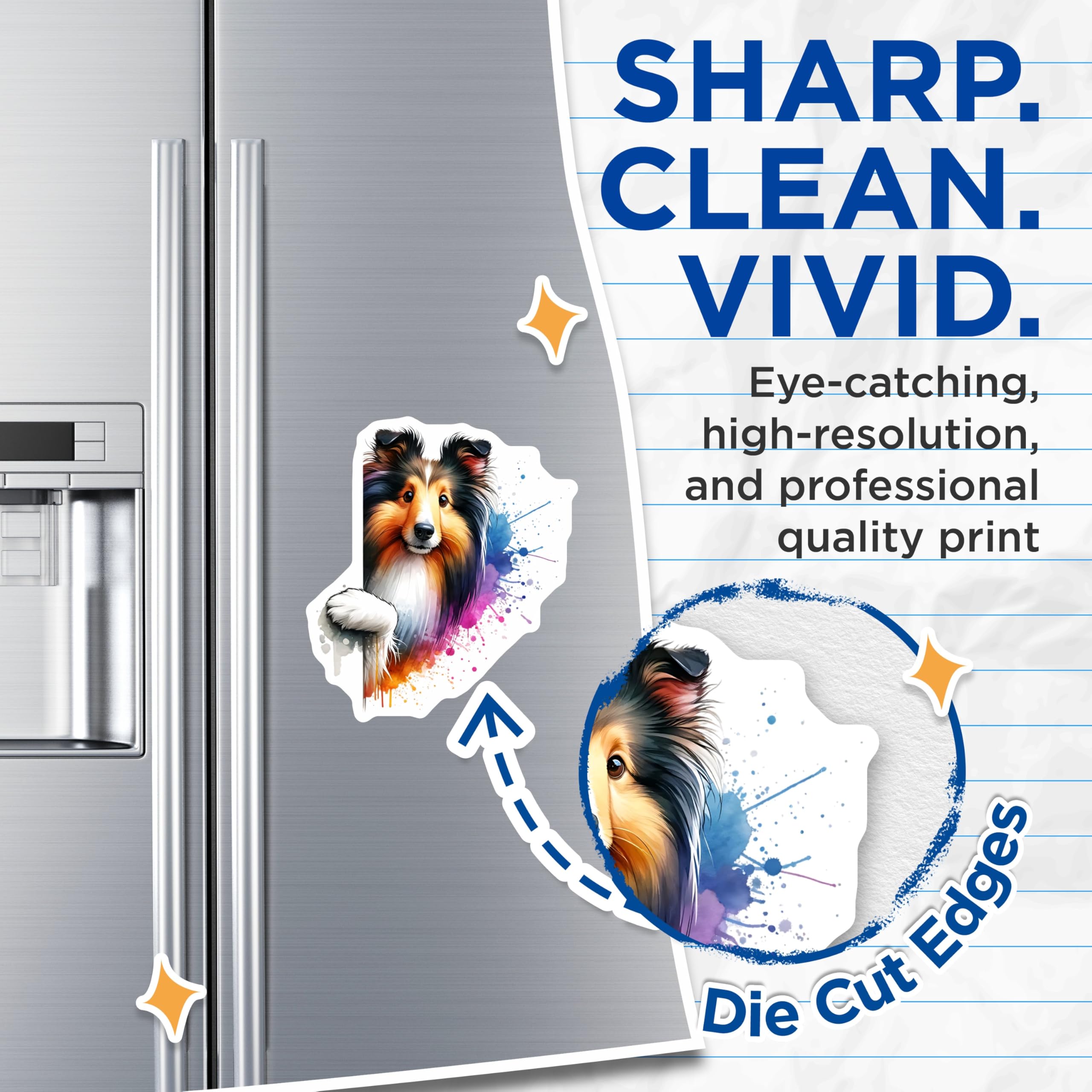 (2 Pack) Sheltie Magnets - Watercolor Dog Art - Refrigerator Magnets - 5" On Longest Side - Premium Magnet - for Cars, Refrigerators, Toolboxes, Lockers - Made in USA - MAG15100