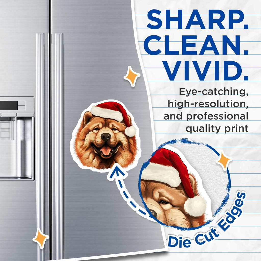 (2 Pack) Chow Chow Santa Magnets - Christmas Dog Magnets - Holiday Pet Magnets - 5 Inches On Longest Side - Thick Durable Magnet - Made in USA - MAG24188