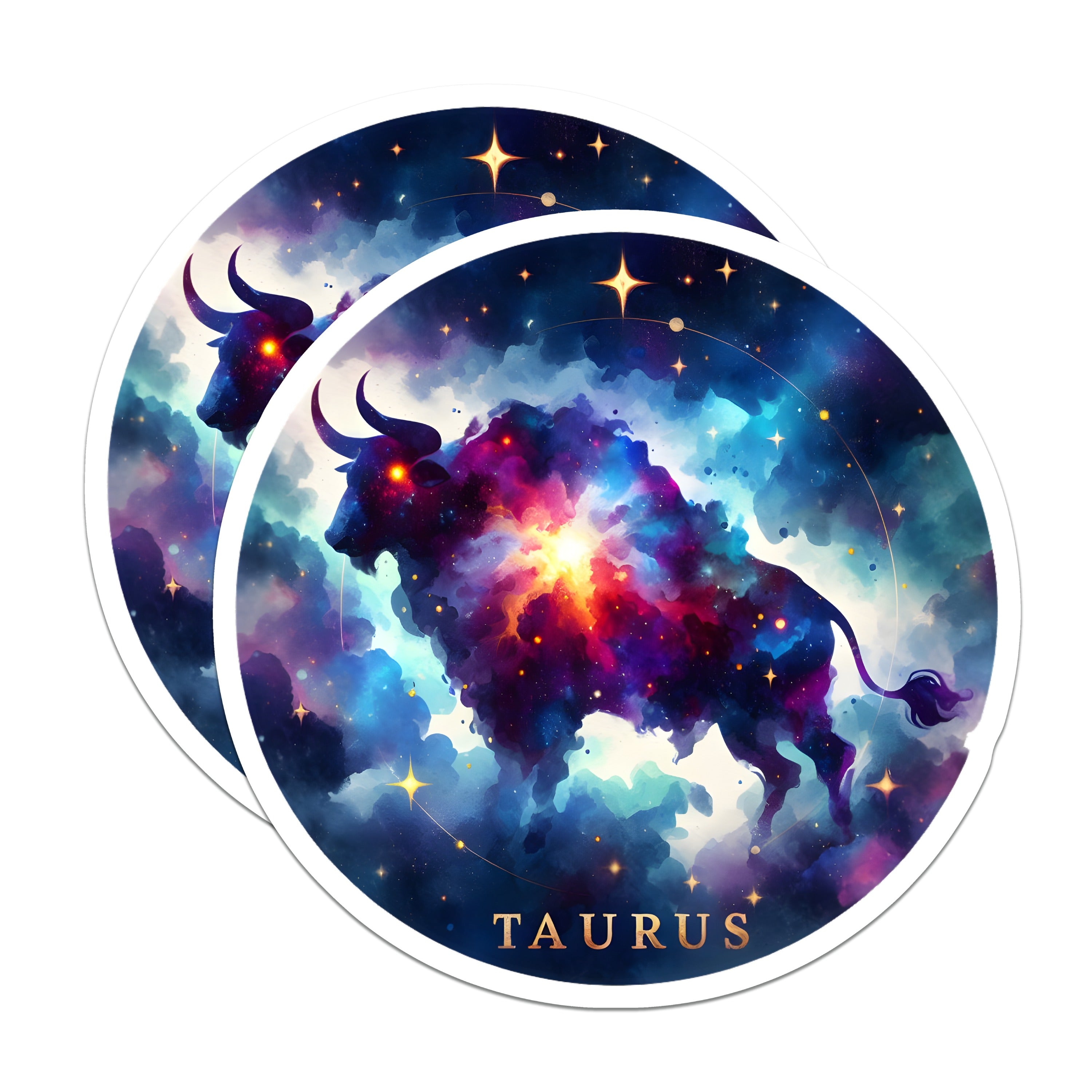 (2 Pack) Taurus Magnets - Zodiac Art Celestial Decor - Horoscope Sign Nebula Galaxy - Bull Star Sign Display - 5 Inches On Longest Side - Thick Durable Magnet - Made in USA - MAG37223