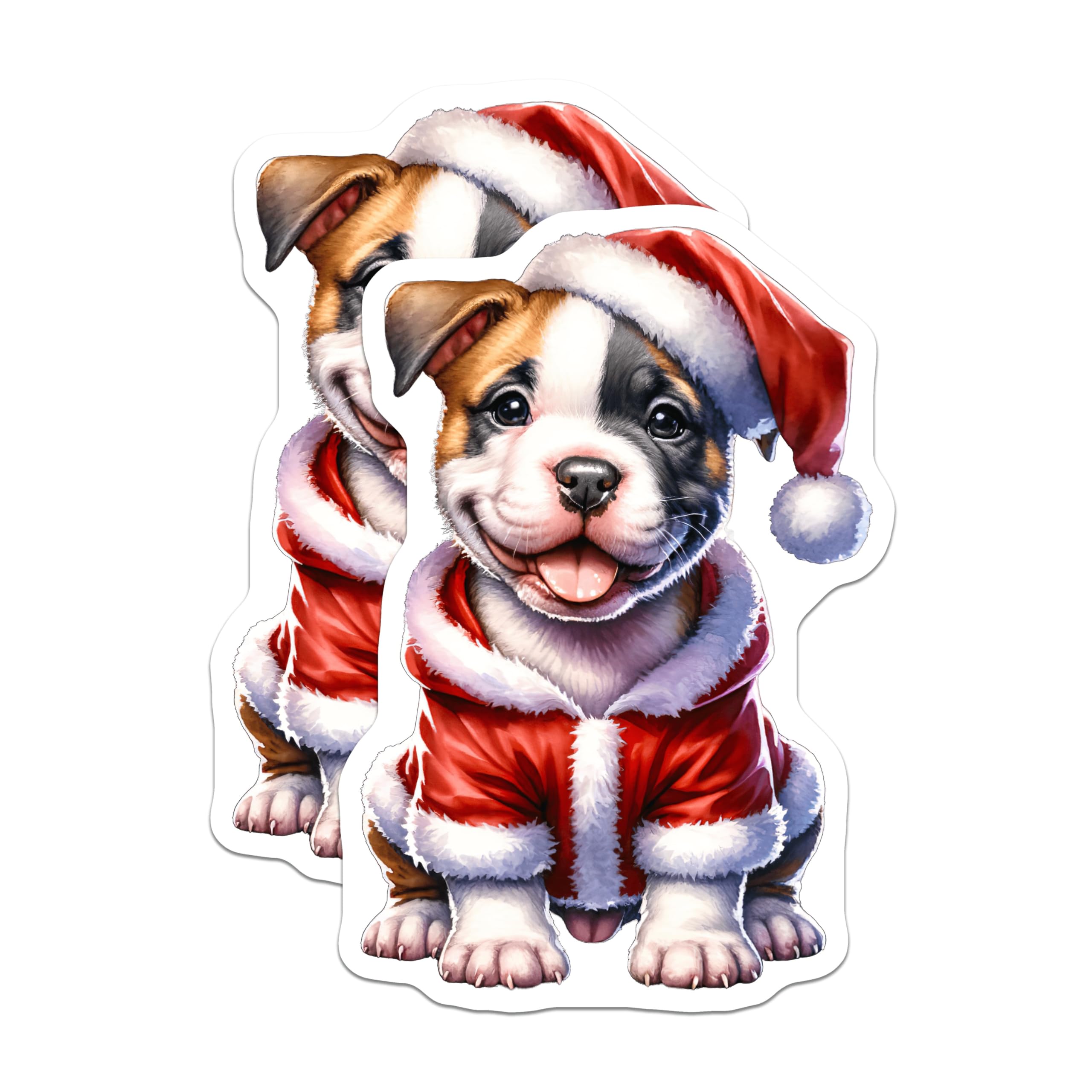 (2 Pack) Christmas Puppy Magnets - Cute Santa Dog Refrigerator - Festive Animal Holiday Decor - 5 Inches On Longest Side - Thick Durable Magnet - Made in USA - MAG26554
