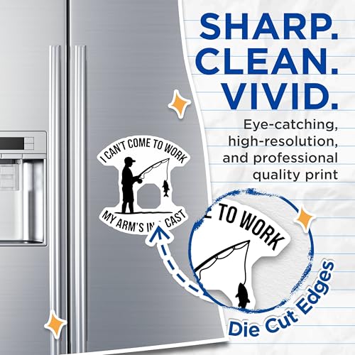(2 Pack) I Cant Come to Work My Arms in a Cast Magnets Magnets - Funny Fishing Kiln - Humorous Work Excuse - 5" On Longest Side - Made in USA - Sticks to Refrigerators & Metal Surfaces - MAG8769