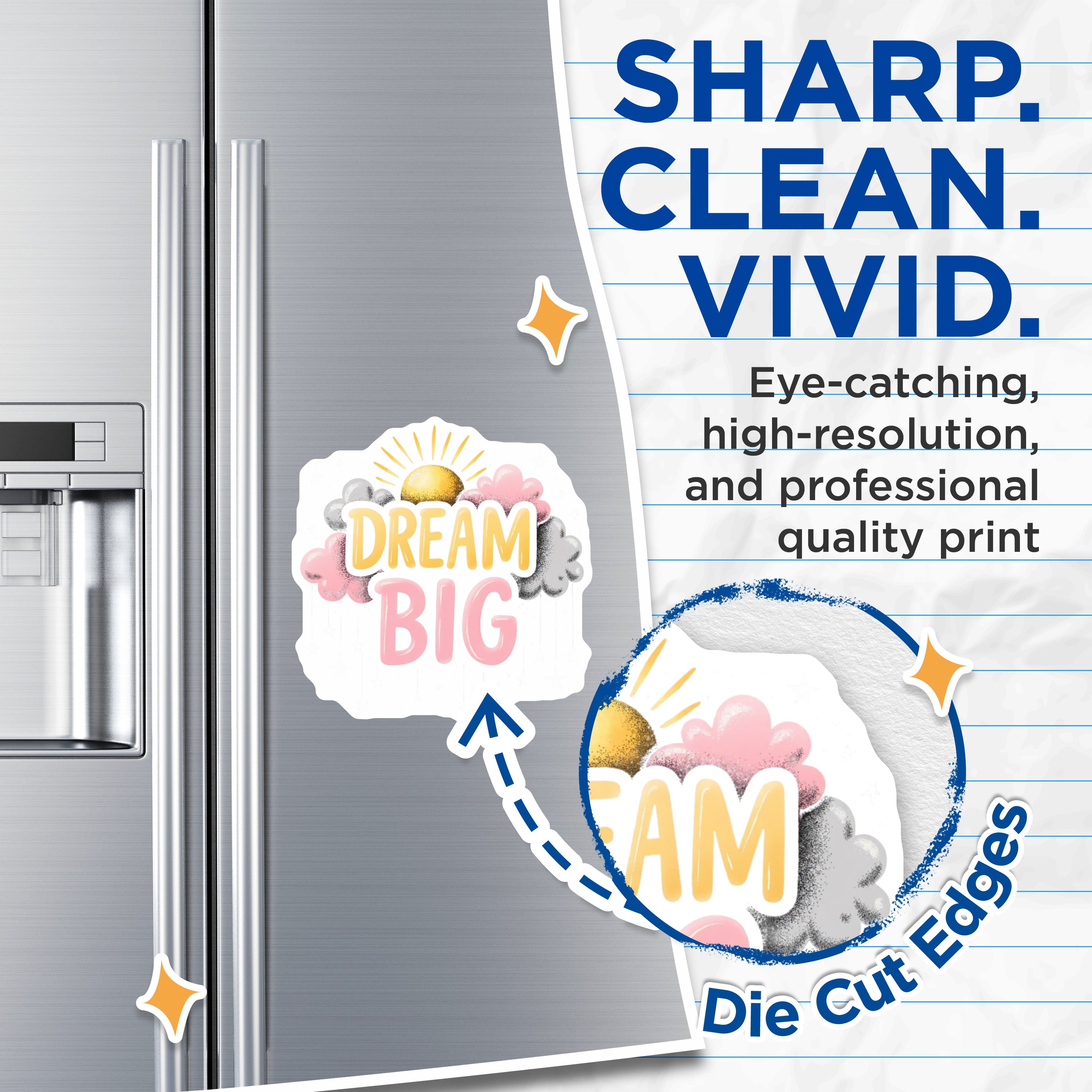 (2 Pack) Dream Big Magnets - Inspirational Decor - Nursery Room Accessory - Positive Affirmation Art - 5 Inches On Longest Side - Thick Durable Magnet - Made in USA - MAG36945