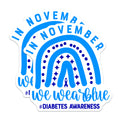 (2 Pack) Diabetes Awareness Magnets - in November We Wear Blue - Blue Ribbon Support Fridge Decor Items - 5 Inches On Longest Side - Thick Durable Magnet - Made in USA - MAG38639