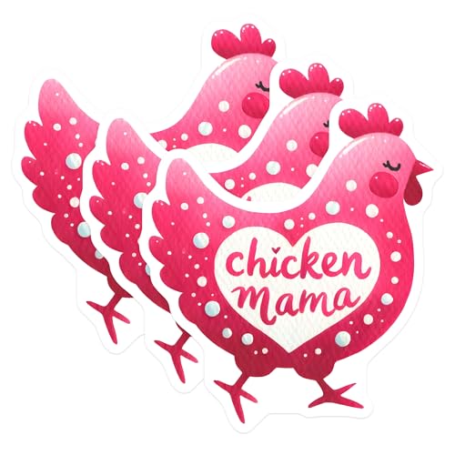 (3 Pack) Chicken Mama Decals - Farm Decals - Chicken Lover Laptop Decal - 3 Inches On Longest Side - Easy Peel & Apply - Made in USA - 3MCS8420