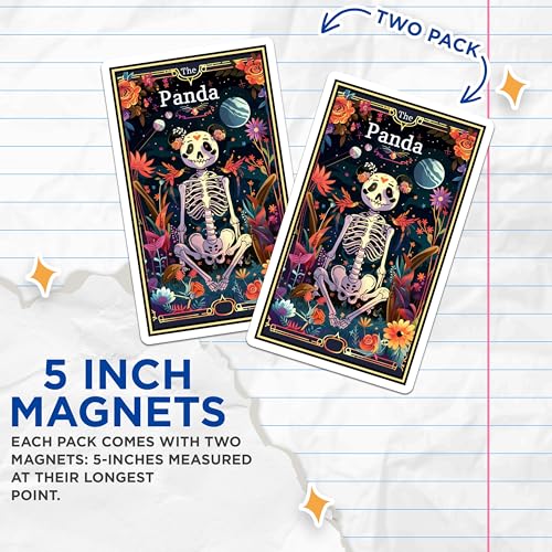 (2 Pack) Panda Skeleton Magnets - Colorful Space - Floral Skeleton - Unique Skeleton Art Magnets - 5" On Longest Side - for Cars, Fridges, Toolboxes - Made in USA - MAG3678