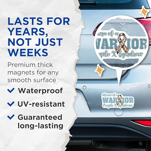 (2 Pack) Mama of a Warrior Magnets - Medical Support Decor - 5" On Longest Side - for Cars, Fridges, Toolboxes - Made in USA - MAG821