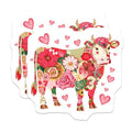 (2 Pack) Flower Cow Stickers - Floral Animal - 5" On Longest Side - Sticks to Smooth Flat Surfaces - Made in USA - BMCS5700