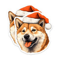 (2 Pack) Shiba Inu Christmas Magnets - Santa Hat Dog Magnets - Holiday Pet Decor - Cute Animal Fridge Magnets - 5 Inches On Longest Side - Thick Durable Magnet - Made in USA - MAG30545