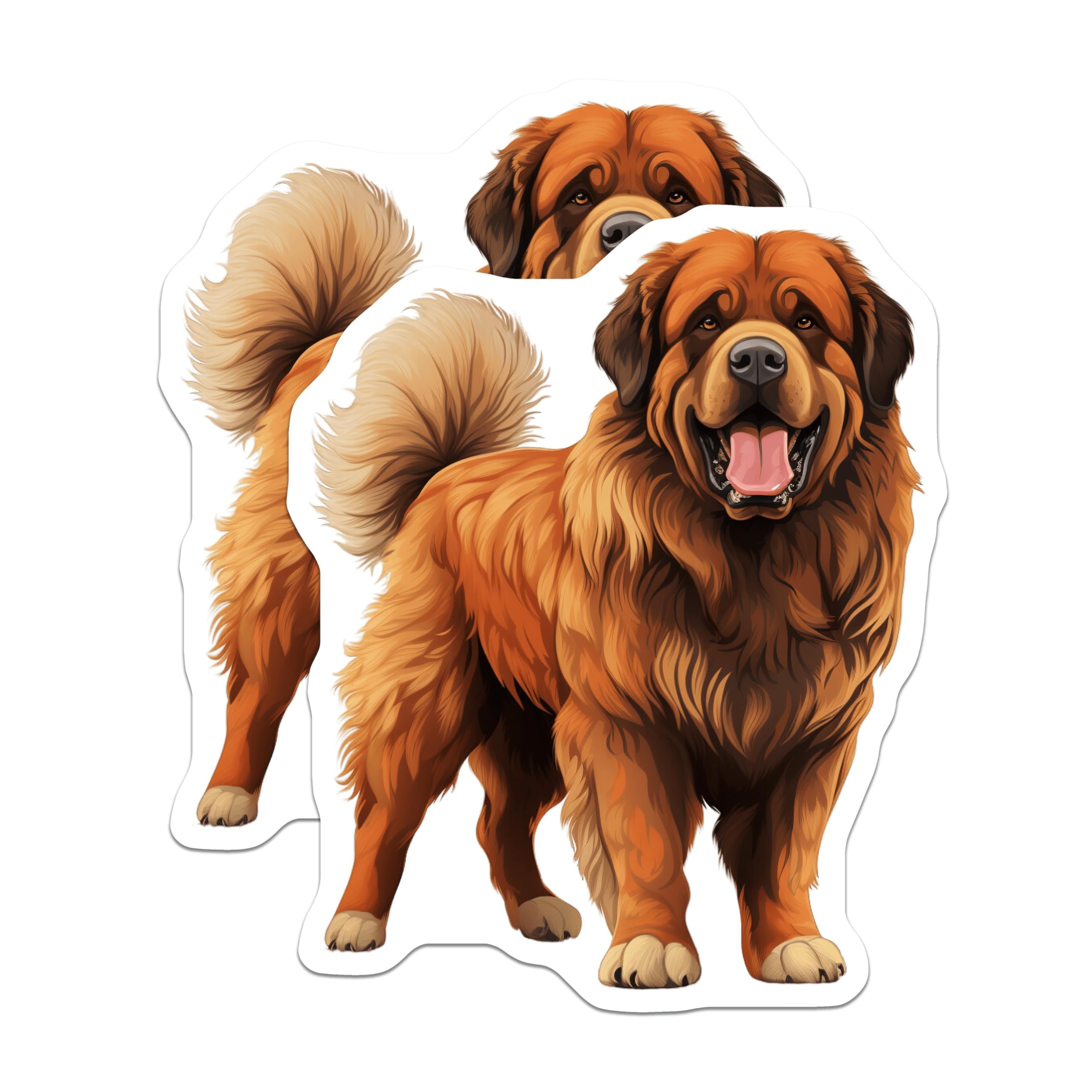 (2 Pack) Tibetan Mastiff Magnets - Loyal Companion Canine Art - Dog Lover Home Decor - 5 Inches On Longest Side - Thick Durable Magnet - Made in USA - MAG25923