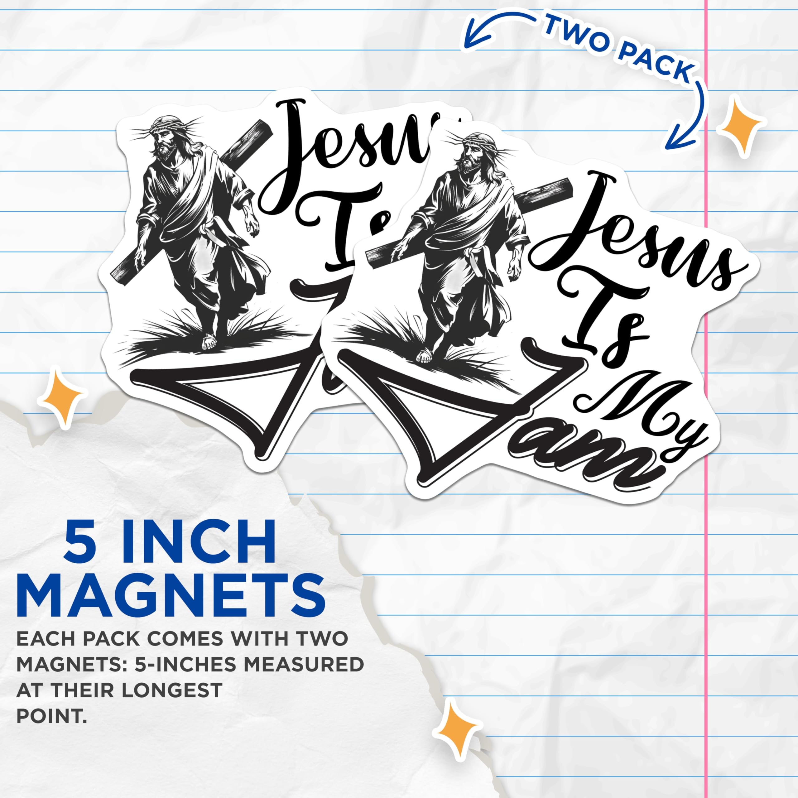(2 Pack) Jesus is My Jam Magnets - Religious Magnets - Christian Fridge Decor - 5" On Longest Side - Premium Magnet - for Cars, Refrigerators, Toolboxes, Lockers - Made in USA - MAG16945