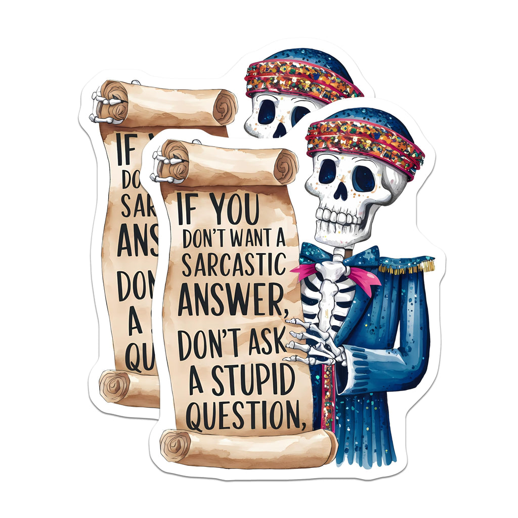 (2 Pack) Funny Skeleton Magnets - Halloween Skeleton - Sarcastic Skeleton Quote Magnets - 5" On Longest Side - for Cars, Fridges, Toolboxes - Made in USA - MAG4407
