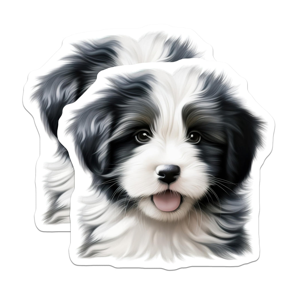 (2 Pack) Black White Puppy Magnets - Cute Dog Lover Decor - Pet Parent Refrigerator Art - 5 Inches On Longest Side - Thick Durable Magnet - Made in USA - MAG28184