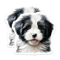 (2 Pack) Black White Puppy Magnets - Cute Dog Lover Decor - Pet Parent Refrigerator Art - 5 Inches On Longest Side - Thick Durable Magnet - Made in USA - MAG28184