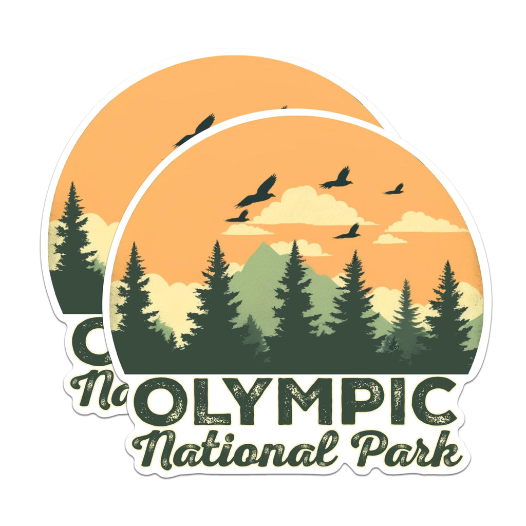(2 Packs) Olympic National Park Stickers - Nature Hiking Outdoorsman Hiker Decals - 5 Inches On Longest Side - Premium Vinyl Decal - Sticks to Any Smooth Flat Surface - Made in USA - BMCS2501