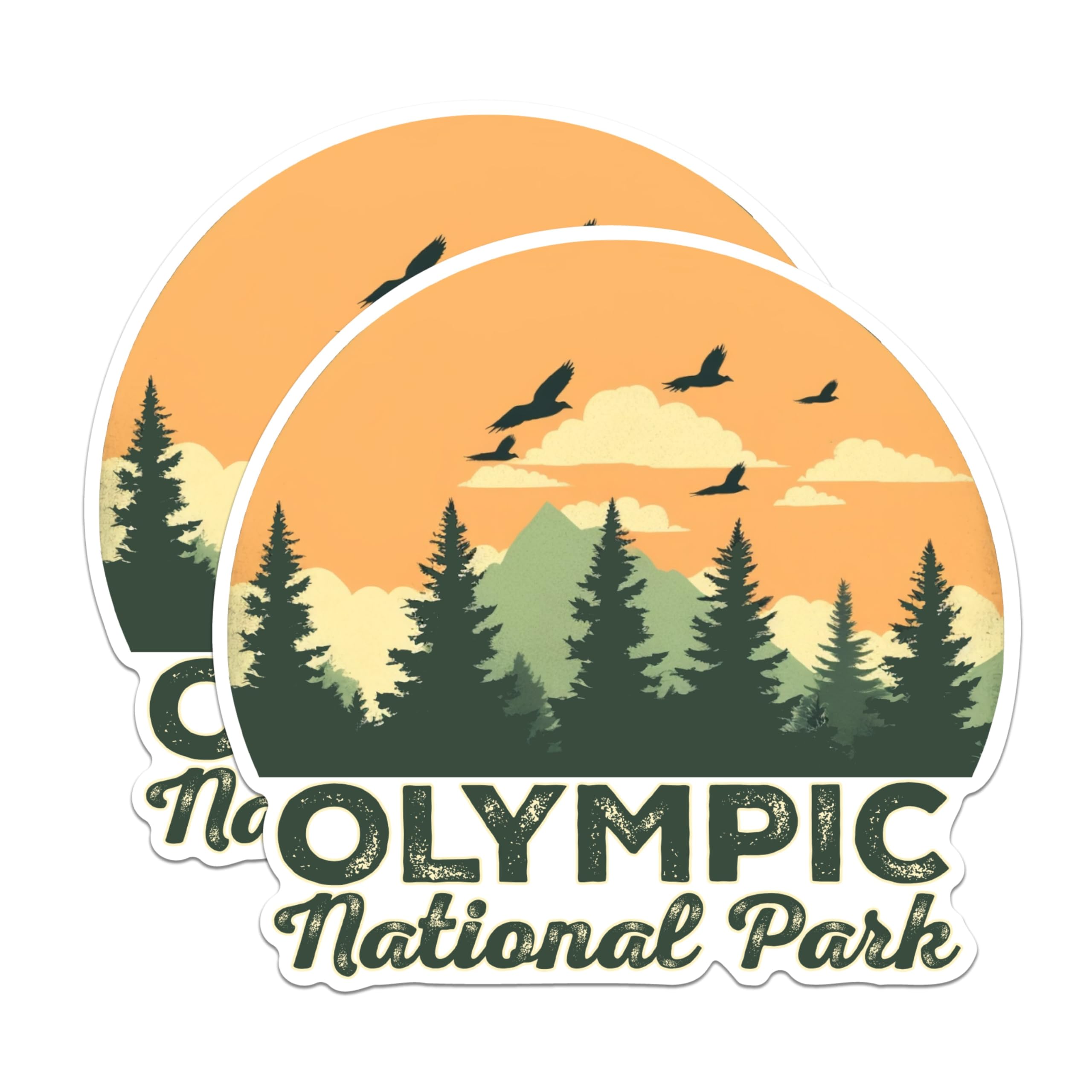 (2 Packs) Olympic National Park Stickers - Nature Hiking Outdoorsman Hiker Decals - 5 Inches On Longest Side - Premium Vinyl Decal - Sticks to Any Smooth Flat Surface - Made in USA - BMCS2501