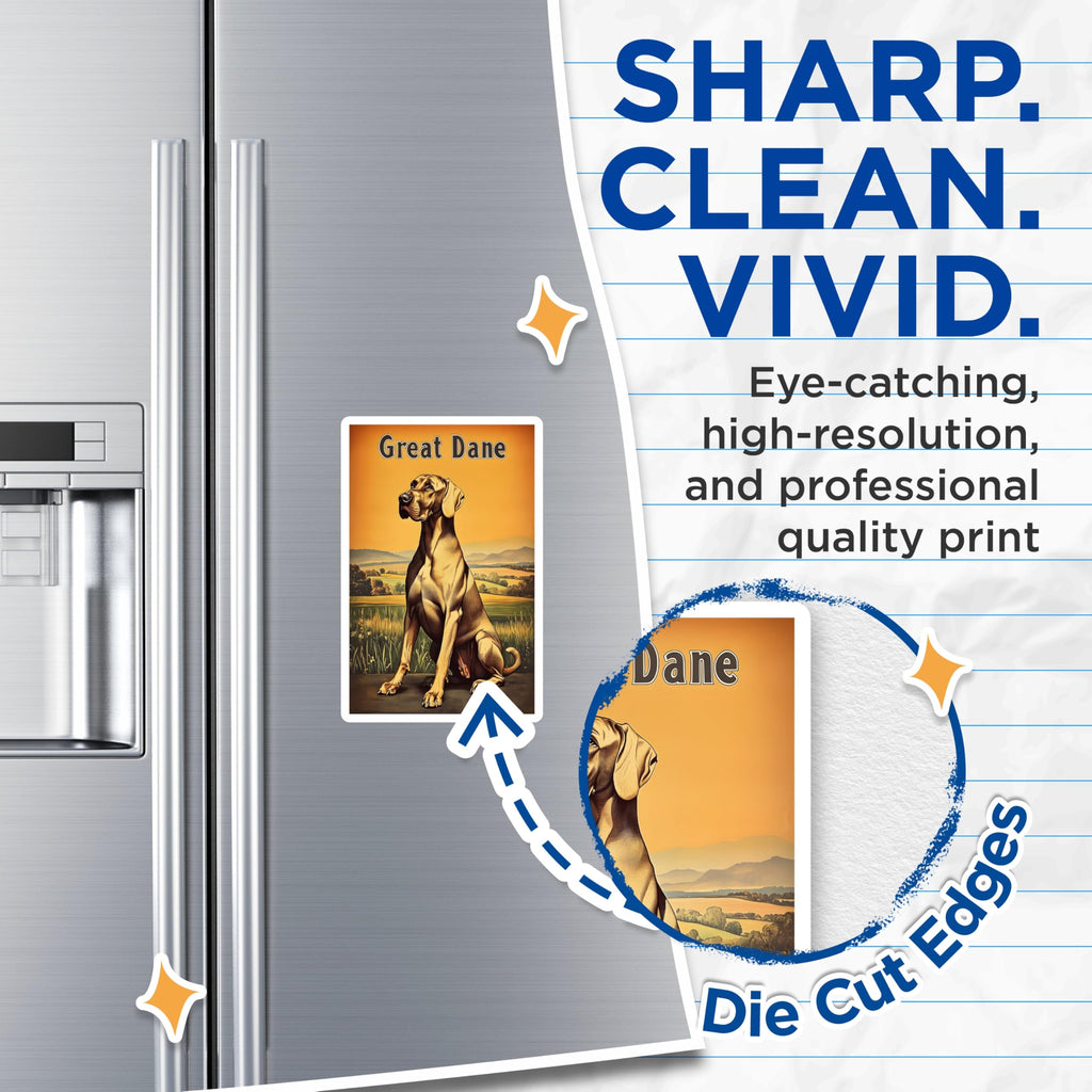 (2 Pack) Great Dane Magnets - Noble Dog Breed Art - Canine Lover Home Decor - Pet Fan Collectible - 5 Inches On Longest Side - Thick Durable Magnet - Made in USA - MAG21282