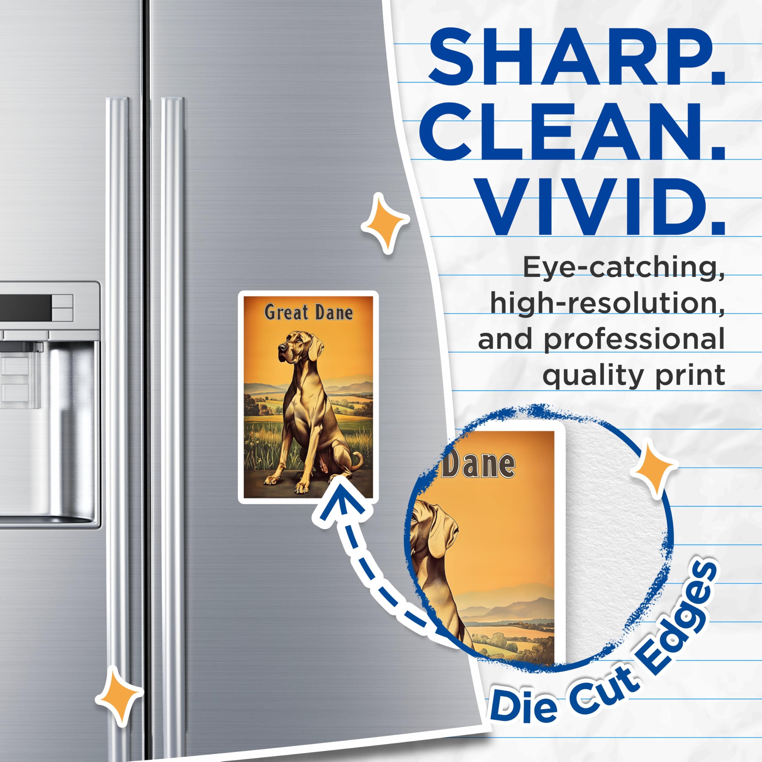 (2 Pack) Great Dane Magnets - Noble Dog Breed Art - Canine Lover Home Decor - Pet Fan Collectible - 5 Inches On Longest Side - Thick Durable Magnet - Made in USA - MAG21282