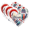 (3 Pack) Heart Books Decals - Book Lover Sticker - Reader Gift Decals - 3 Inches On Longest Side - Easy Peel & Apply - Made in USA - 3MCS1576