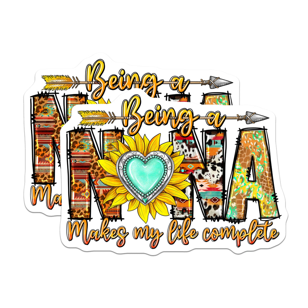 (2 Pack) Nina Magnets - Being a Nina Quote - Sunflower Turquoise Heart - Western Grandma Decor - 5 Inches On Longest Side - Thick Durable Magnet - Made in USA - MAG27256