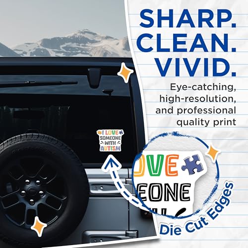 (2 Pack) Autism Awareness Stickers - Puzzle Piece Decals for Cars Laptops - 5" On Longest Side - Sticks to Smooth Flat Surfaces - Made in USA - BMCS8432 - BMCS8432