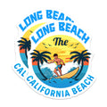 (2 Pack) Long Beach California Magnets - Surfer Beach Scene - Coastal Refrigerator Magnets - 5" On Longest Side - Premium Magnet - for Cars, Refrigerators, Toolboxes, Lockers - Made in USA - MAG17775