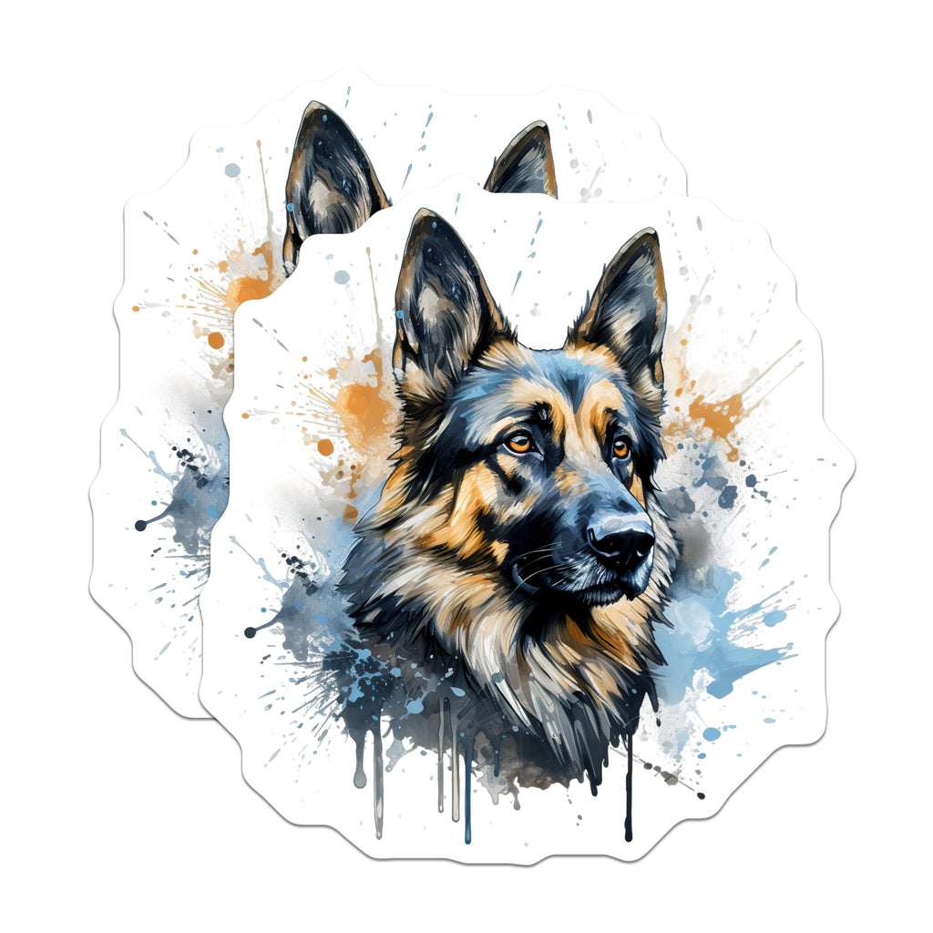 (2 Pack) German Shepherd Magnets - Watercolor Dog Art - Pet Lover Decor - 5 Inches On Longest Side - Thick Durable Magnet - Made in USA - MAG26477