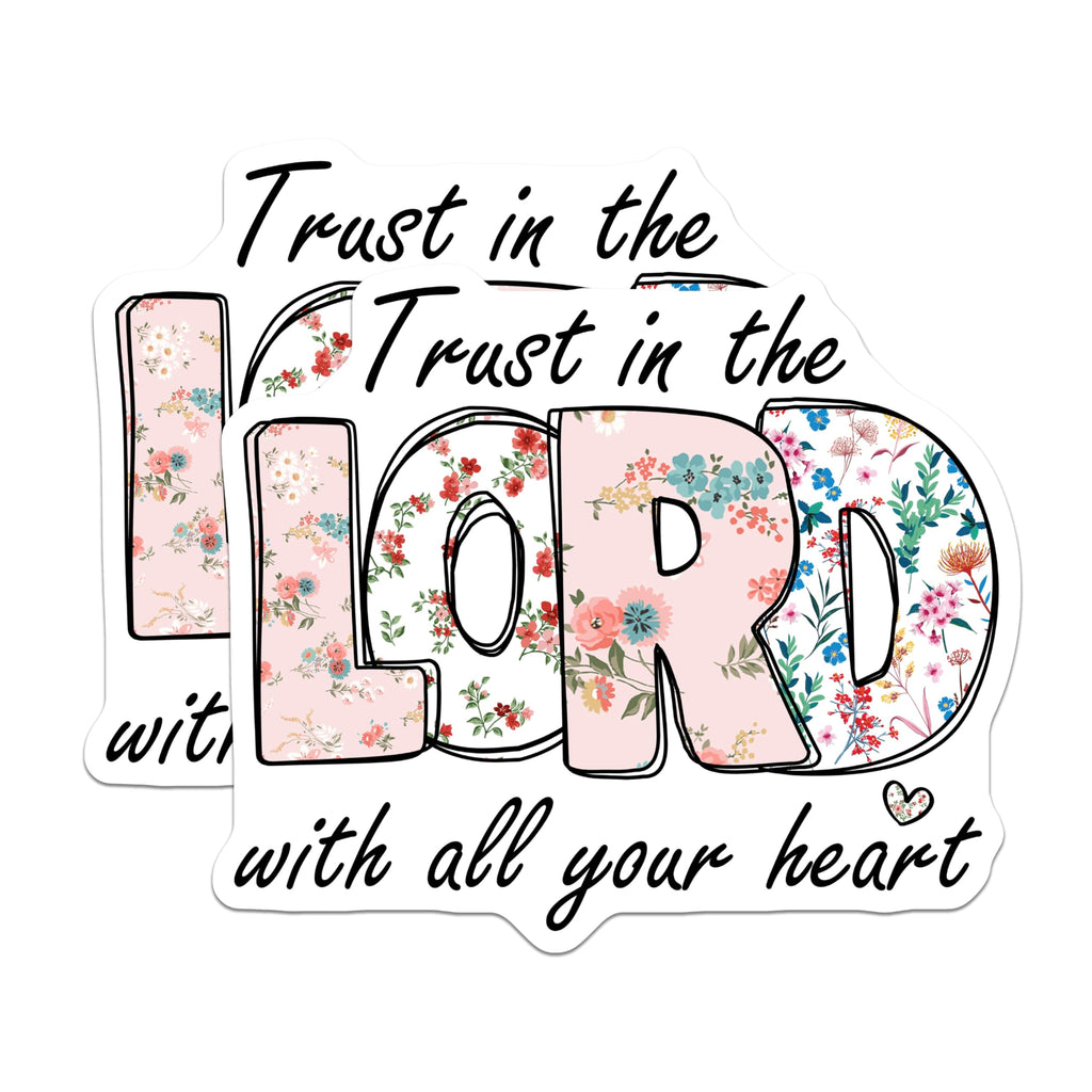 (2 Pack) Christian Magnets - Trust in the Lord Floral Scripture - Inspirational Faith Quote Decor - 5 Inches On Longest Side - Thick Durable Magnet - Made in USA - MAG23367