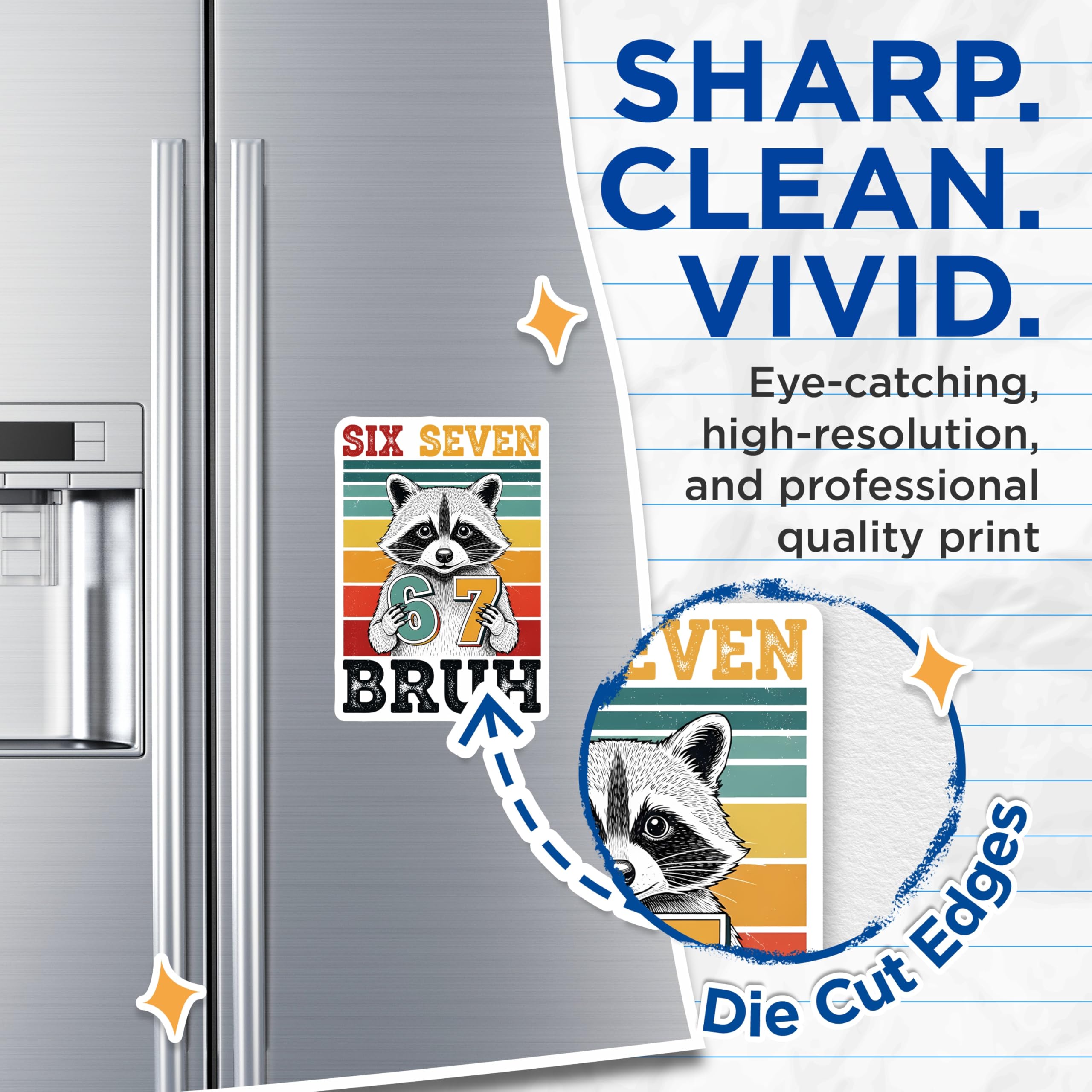 (2 Pack) Raccoon Bruh Magnets - Six Seven Retro Decor - Funny Animal Magnets - 5" On Longest Side - Premium Magnet - for Cars, Refrigerators, Toolboxes, Lockers - Made in USA - MAG16354