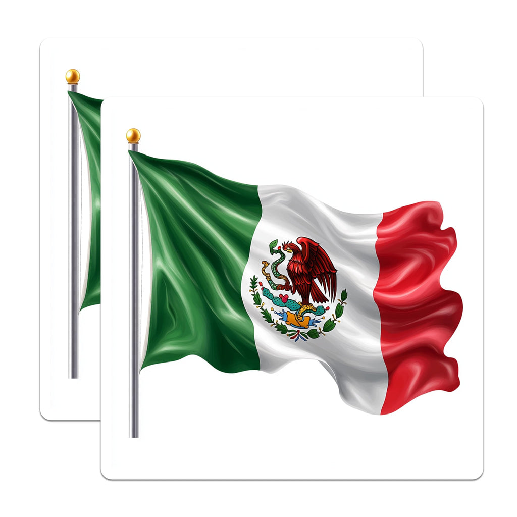 (2 Pack) Mexican Flag Magnets - Eagle Snake Emblem - Viva Mexico Decor Souvenirs - 5 Inches On Longest Side - Thick Durable Magnet - Made in USA - MAG24838