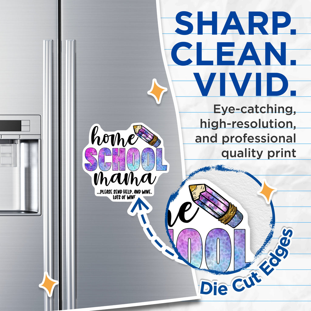 (2 Pack) Homeschool Mama Magnets - Funny Mom Wine Refrigerator Decor - School Parent Humor - Educator Life Item - 5 Inches On Longest Side - Thick Durable Magnet - Made in USA - MAG37333