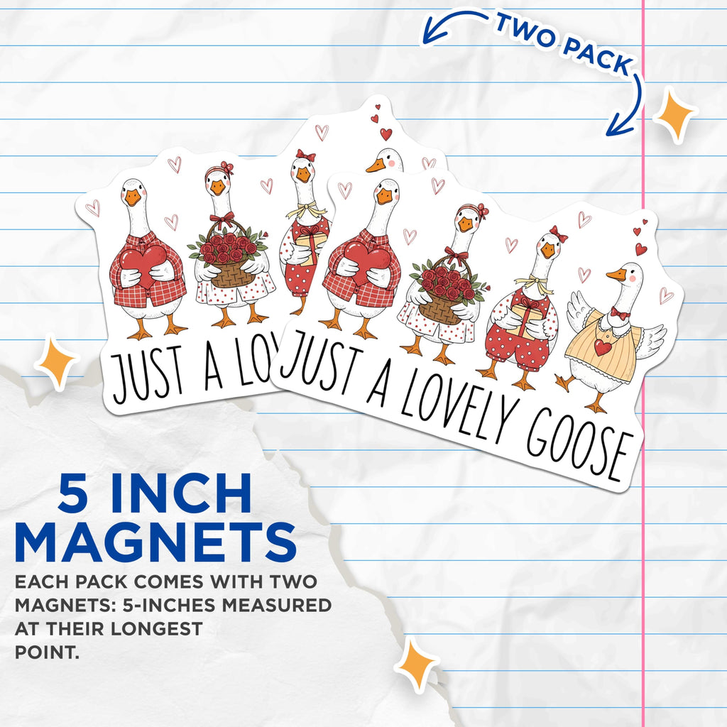 (2 Pack) Goose Magnets - Cute Animal Magnets - Lovely Geese Decor - 5" On Longest Side - Premium Magnet - for Cars, Refrigerators, Toolboxes, Lockers - Made in USA - MAG14410