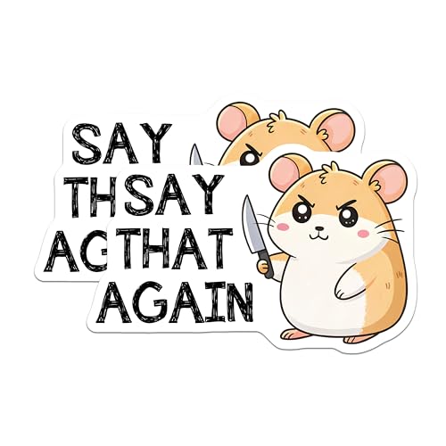 (2 Pack) Funny Hamster Stickers - Cute Animal Stickers - Humorous Phrase Stickers - 5" On Longest Side - Sticks to Any Smooth Flat Surface - Made in USA - BMCS3312