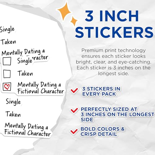 (3 Pack) Fictional Character Decals - Mentally Dating - Laptop Stickers - 3 Inches On Longest Side - Easy Peel & Apply - Made in USA - 3MCS4378