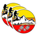 (3 Pack) Mountain Hiker Decals - Adventure Stickers - Footprints Trail Decals - 3 Inches On Longest Side - Easy Peel & Apply - Made in USA - 3MCS4504