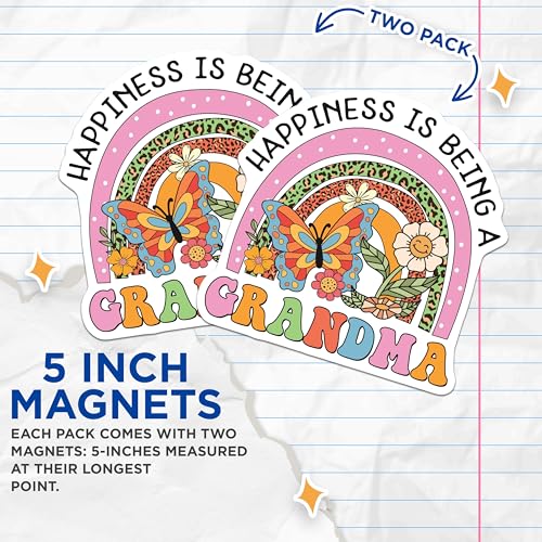 (2 Pack) Butterfly Flower Fun Magnet - 5" On Longest Side - Sticks to Smooth Flat Surfaces - Made in USA - MAG10189