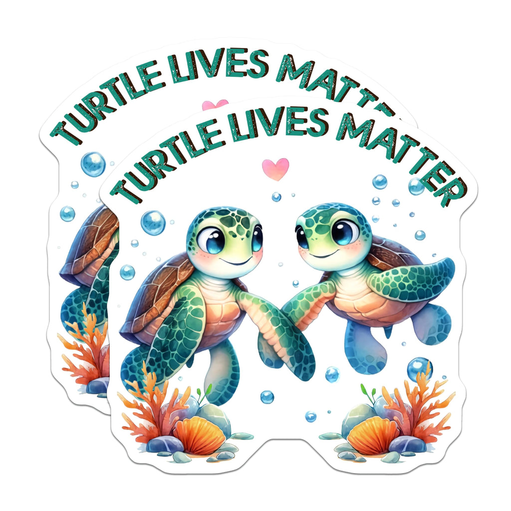 (2 Pack) Turtle Lives Matter Magnets - Marine Life Awareness - Sea Turtle Lovers - 5" On Longest Side - for Cars, Fridges, Toolboxes - Made in USA - MAG7961