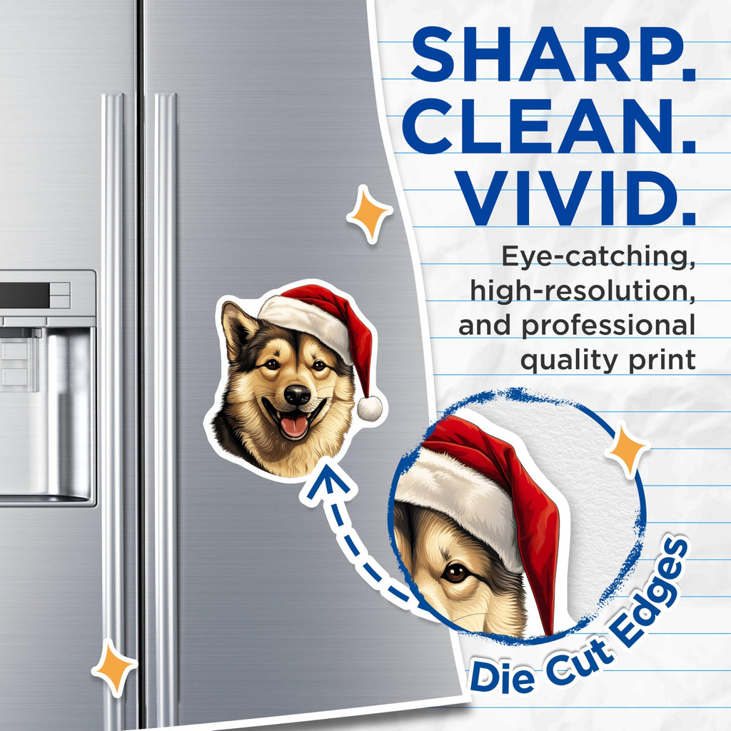 (2 Pack) Santa Dog Magnets - Christmas Pet Decor - Holiday Husky Lover - 5 Inches On Longest Side - Thick Durable Magnet - Made in USA - MAG25359
