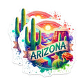 (2 Pack) Arizona Travel Stickers - Cactus Desert Art - Colorful Scenic Views - 5" On Longest Side - Sticks to Smooth Flat Surfaces - Made in USA - BMCS6487