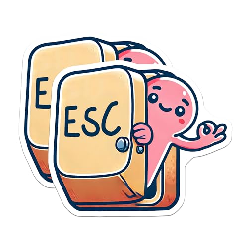 (2 Pack) Escape Key Stickers - Cute Computer - Geeky Laptop Decoration - 5" On Longest Side - Sticks to Smooth Flat Surfaces - Made in USA - BMCS7432